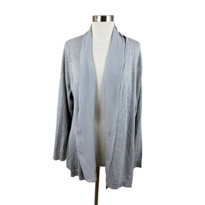 Eileen Fisher NEW 2X Gray Cotton Silk Open Cardigan Sweater Quiet Luxury